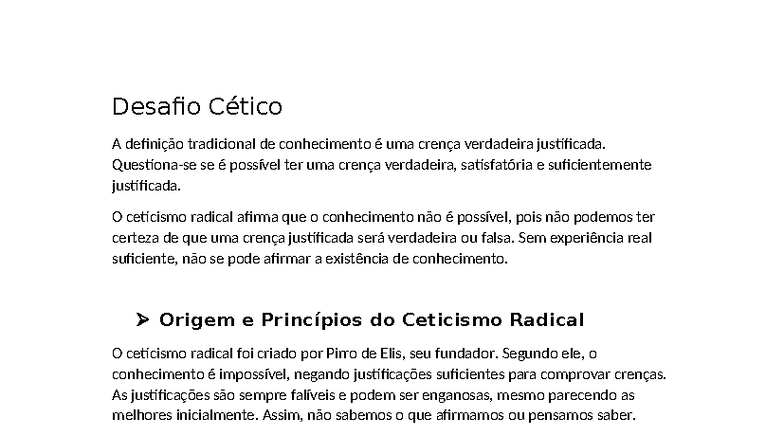 Desafio Cético: A Impossibilidade do Conhecimento e Seus Fundamentos ...