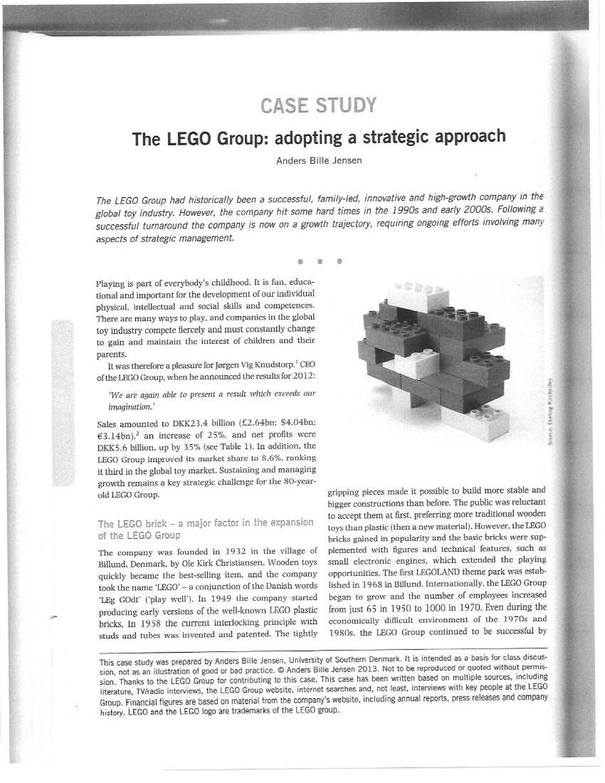 CASE STUDY: The LEGO Group's Strategic Management Journey - Studocu