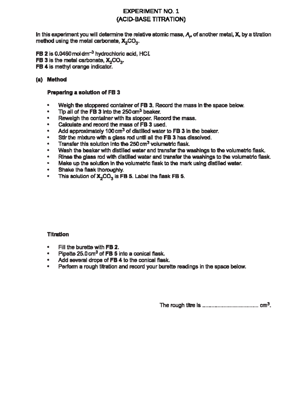 EXP 1 - Titration Method for Determining Relative Atomic Mass - Studocu