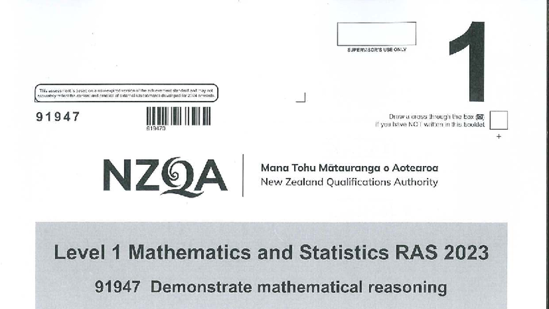 Mathematics and Statistics RAS 91947 Final Exam Worked Example 2023 ...