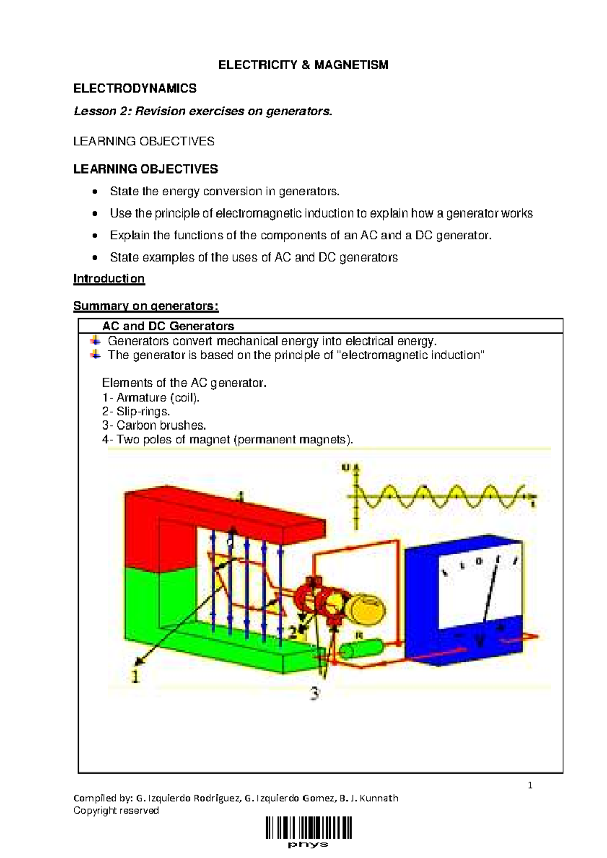 Grade 12 Physical Sciences - Electrodynamics Lesson 2: Generator ...