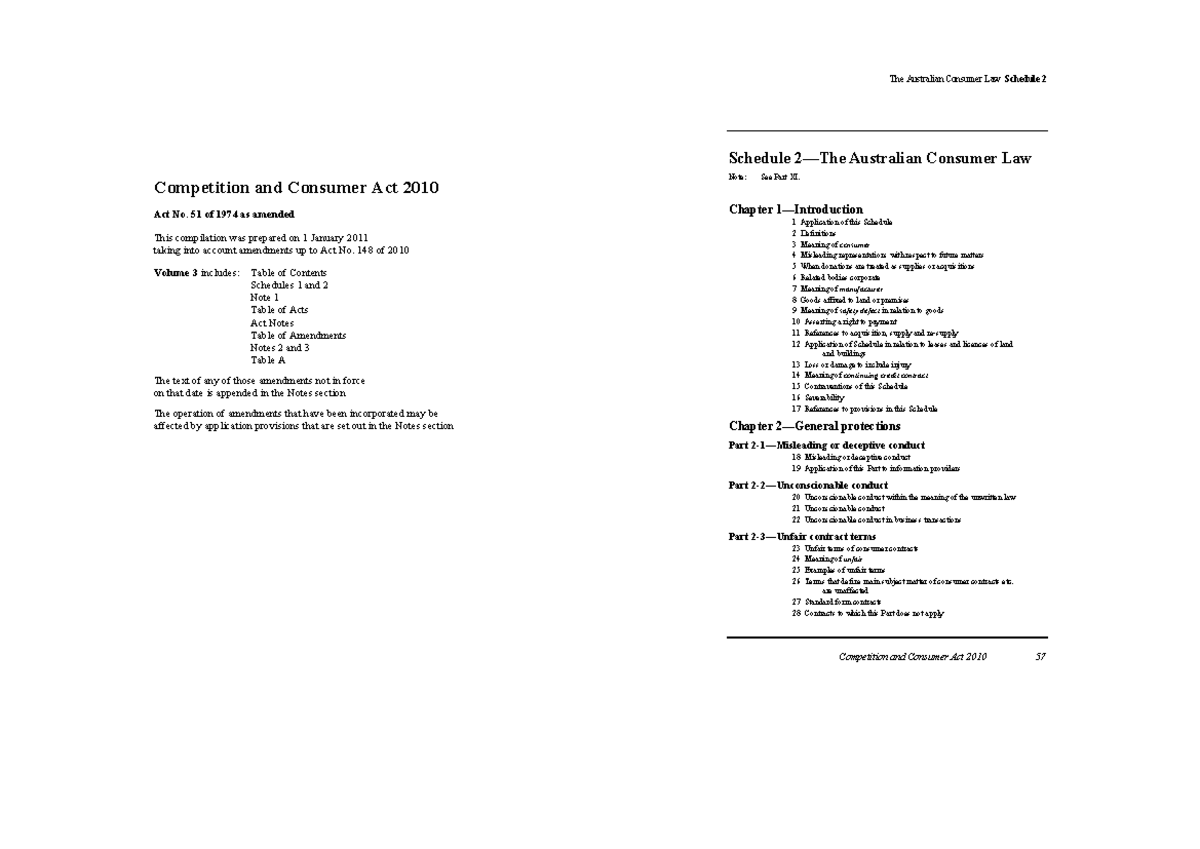 Competition and Consumer Act 2010: Overview of the Australian Consumer ...