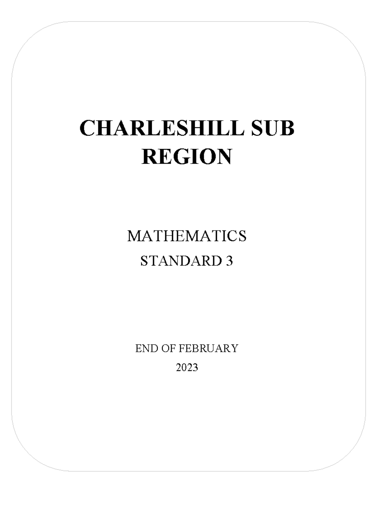 Maths 3 Standard Test - End of February 2023 - Studocu
