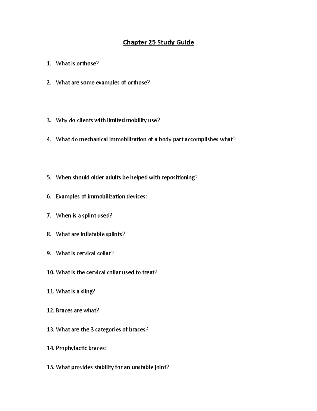Chapter 25 Study Guide - Timby's Fundamental Nursing Skills and ...