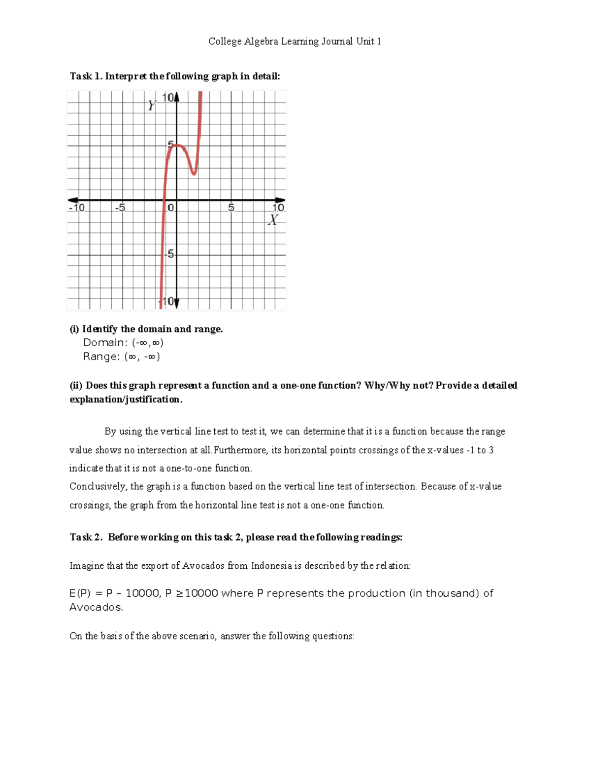 College Algebra Learning Journal: Functions & Tax Systems Analysis ...