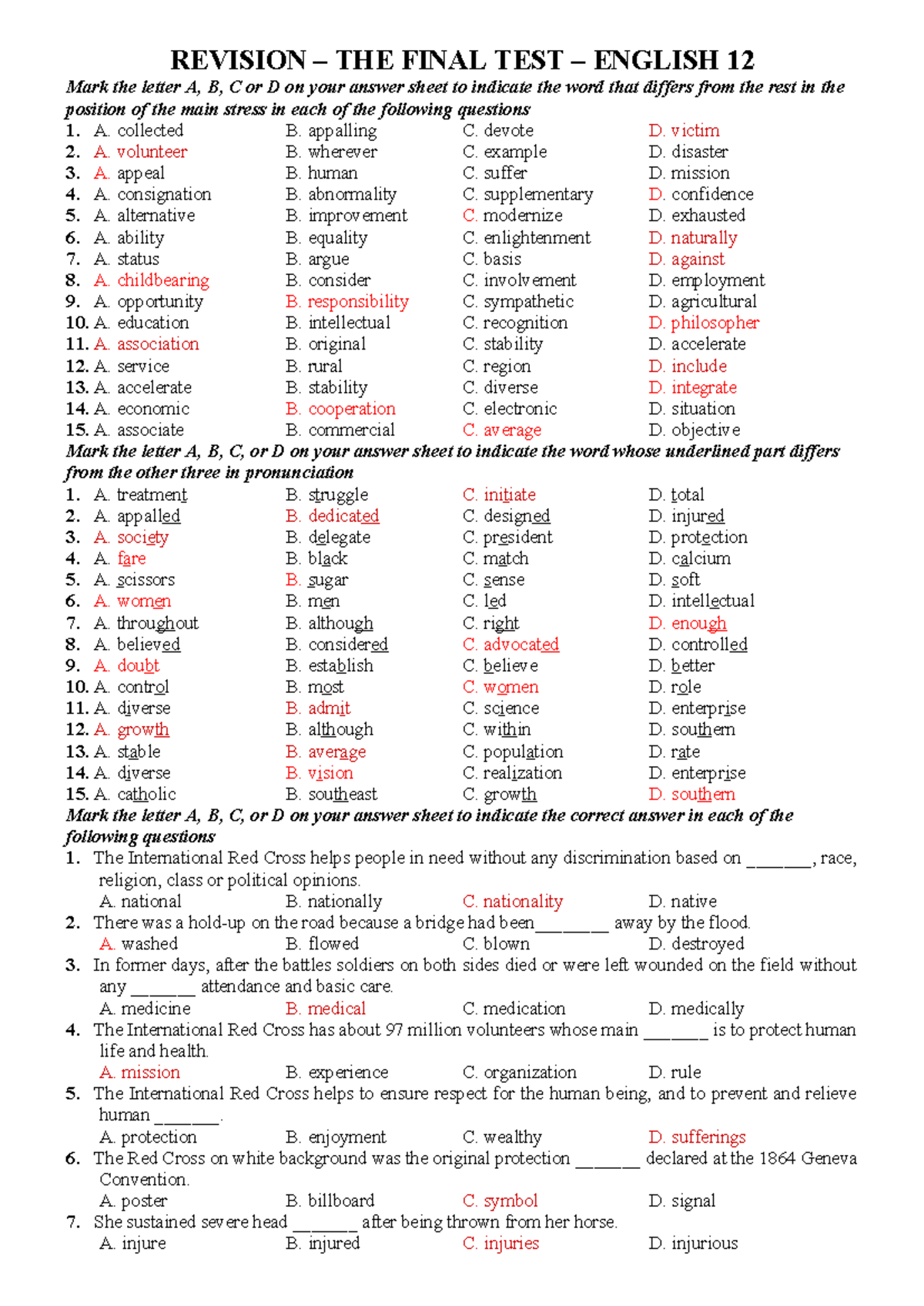 Revision for the final test English 12 AB (23-24) - Studocu
