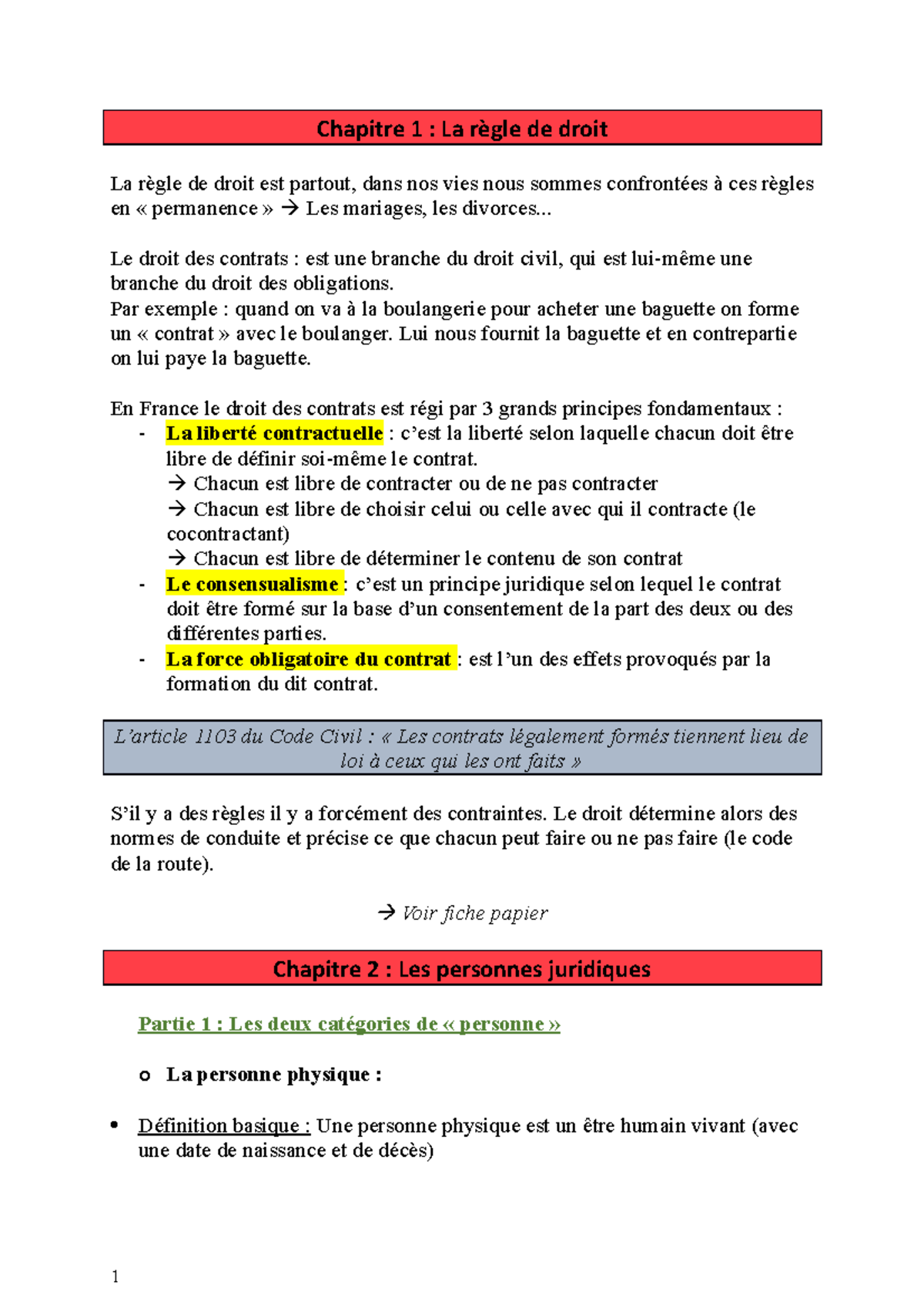 Fiches droit EM Strasbourg 1A - Chapitre 1 : La règle de droit La règle ...