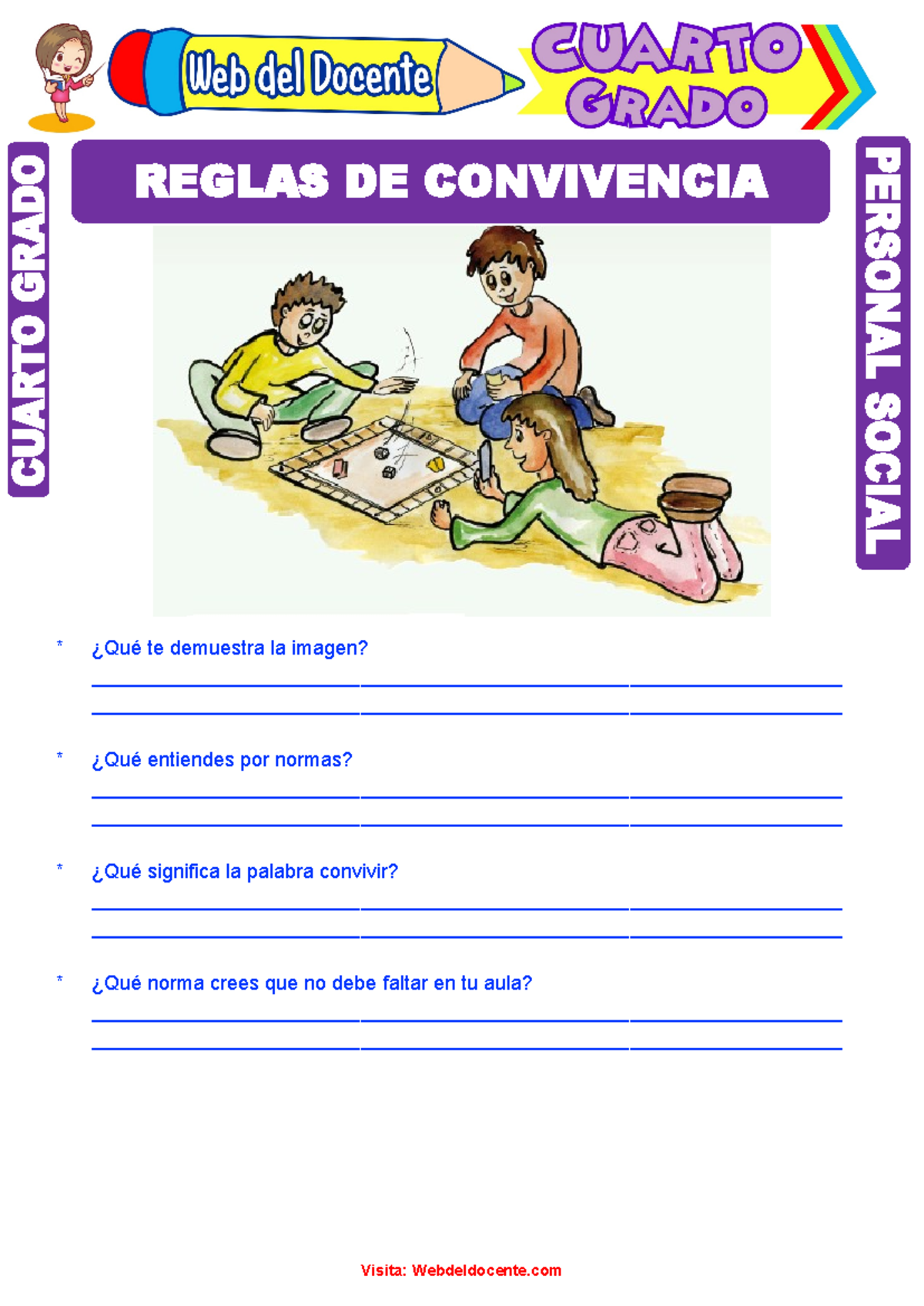 Reglas de Convivencia para Cuarto Grado de Primaria - Valores y Normas ...