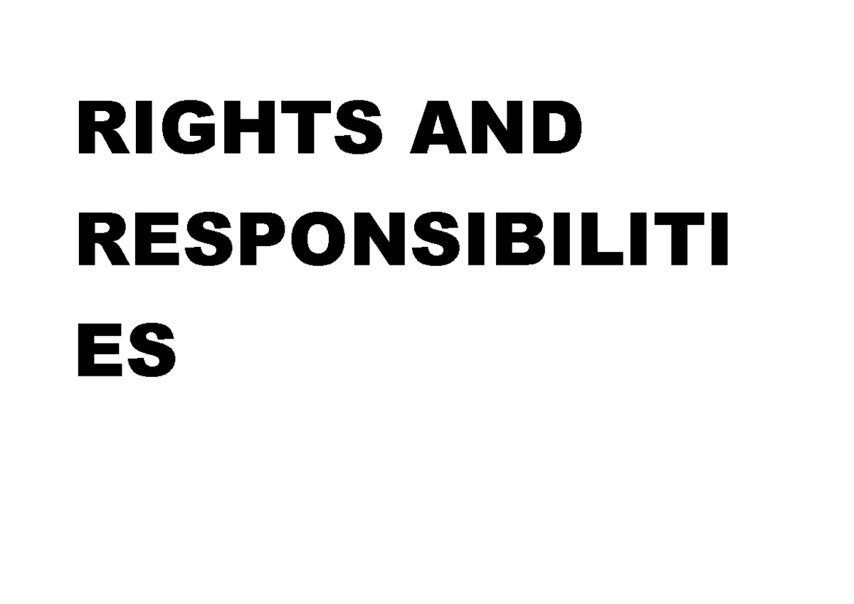 Rights and Responsibilities: Treating Others with Dignity and Respect ...