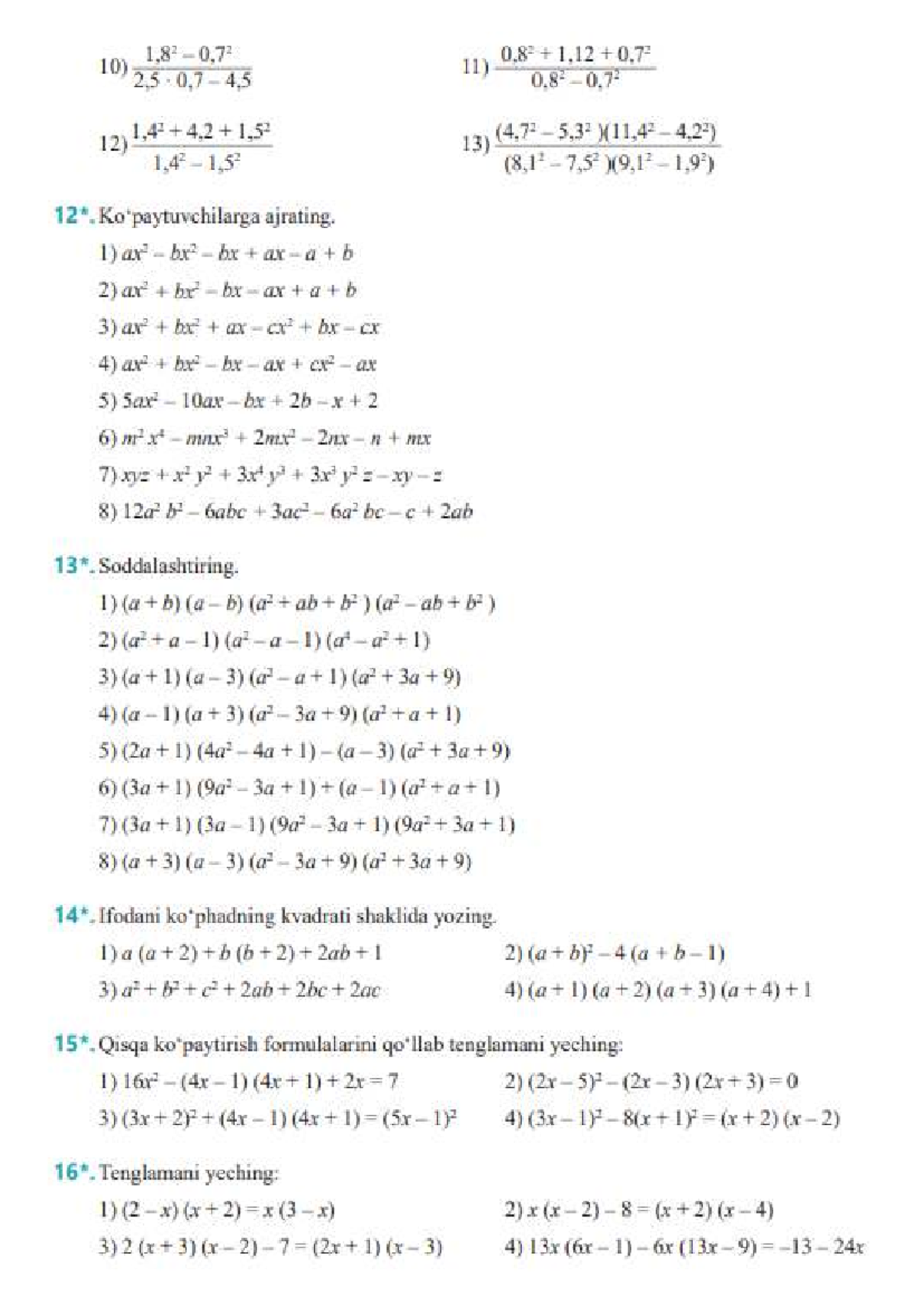 Mathematics Formulas and Equations - SUI 13) Final Exam Notes - Studocu