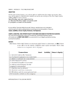 Chart of Accounts Overview for Financial Statements (ACCT 101) - Studocu