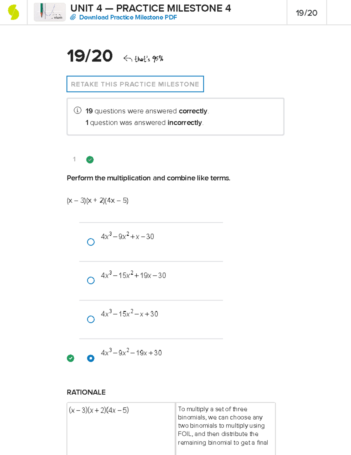 Sophia Algebra Practice Milestone 4 - Unit 4 Exam Review Guide - Studocu