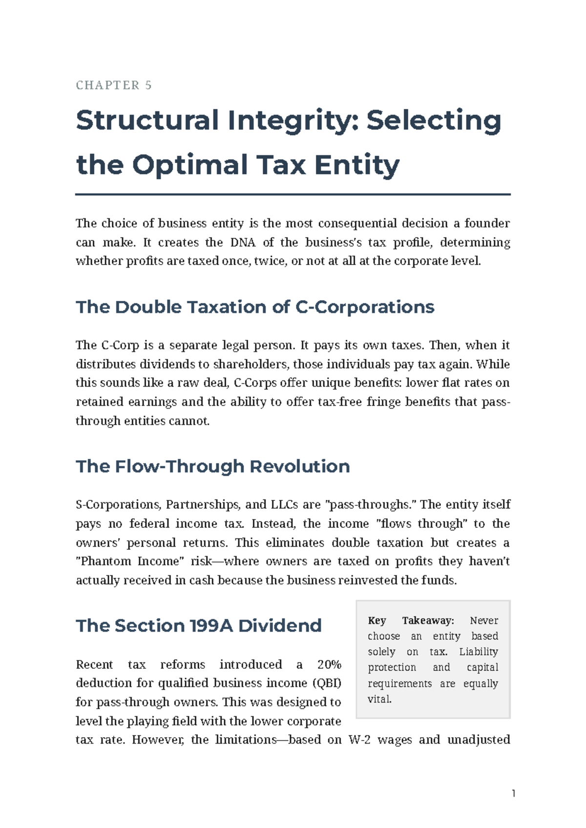 CHAPTER 5: Structural Integrity - Choosing the Best Tax Entity - Studocu