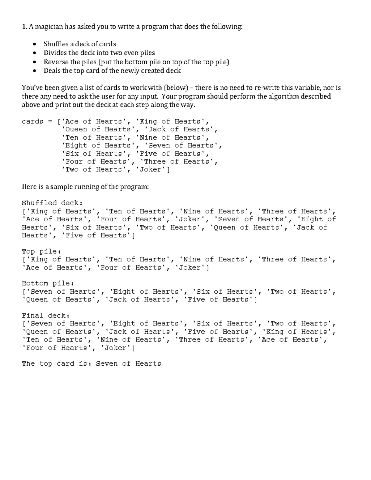 CSCI UA-02 Final Exam Practice: Card Shuffle & Stock Analysis - Studocu