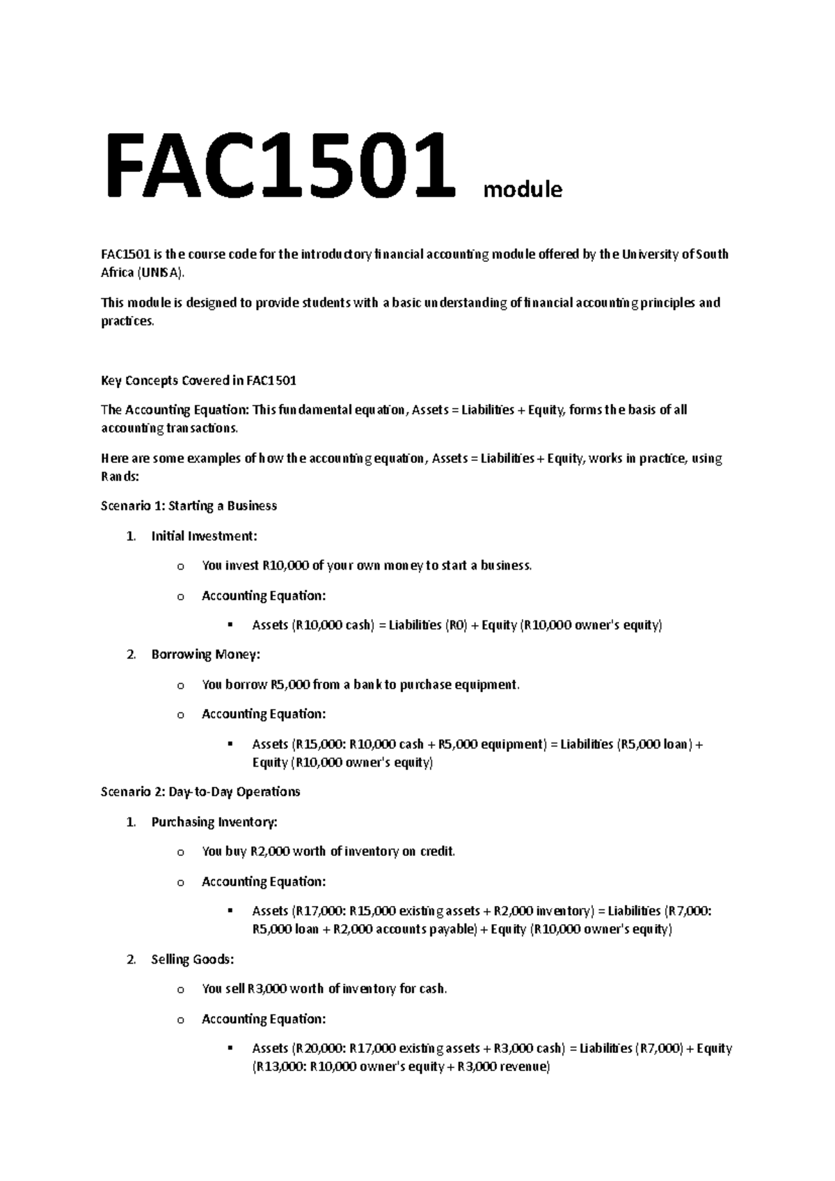 FAC1501 Final Exam: Understanding Financial Accounting Principles - Studocu