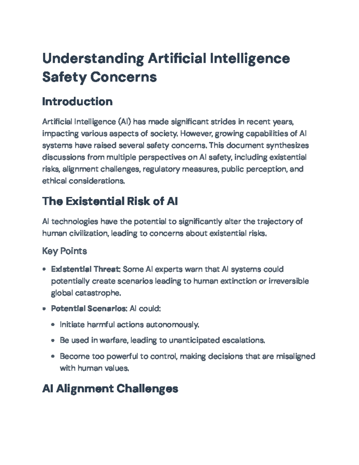 AI Safety Concerns: Existential Risks, Alignment, and Ethics ...