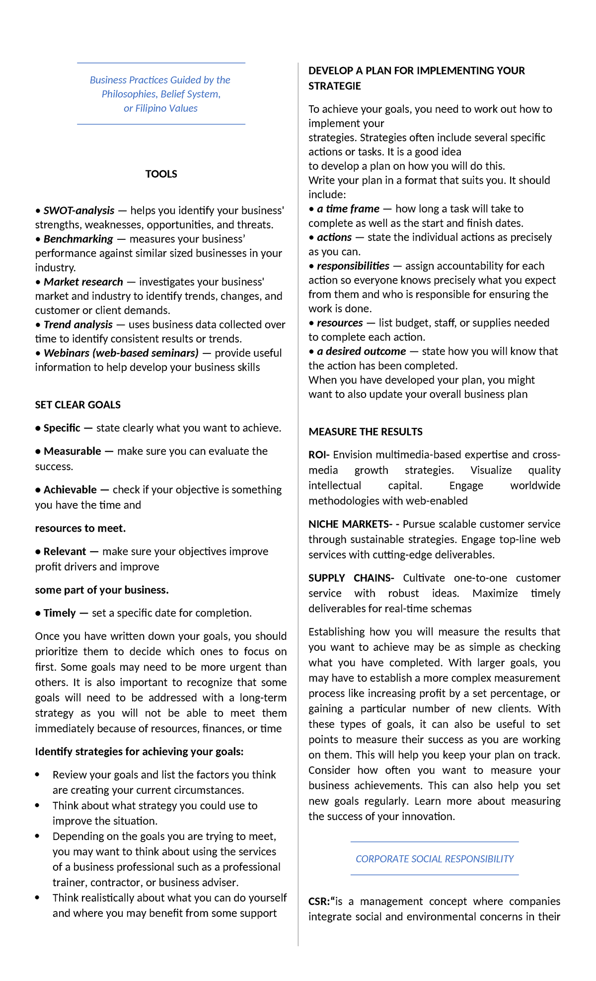 Business Ethics FINALS Reviewer: Key Tools & CSR Insights - Studocu