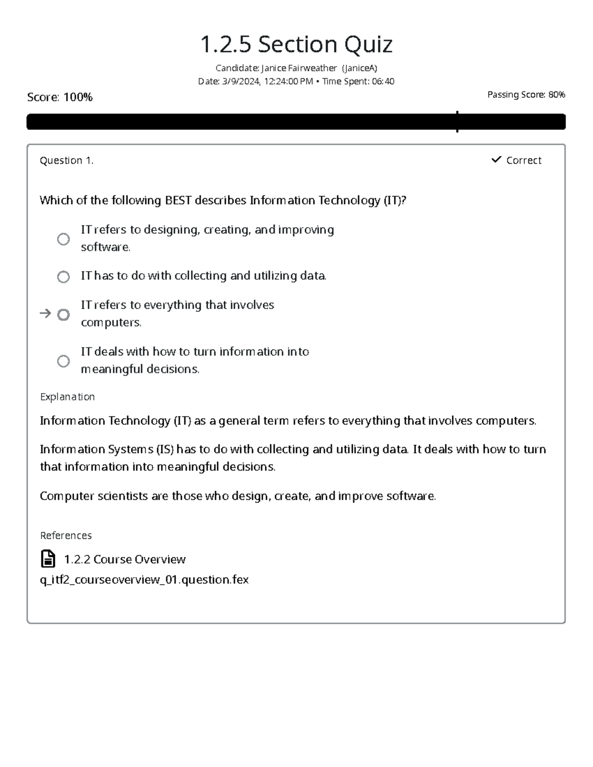 CompTIA IT Section Quiz: Understanding IT and Computer Science Concepts ...