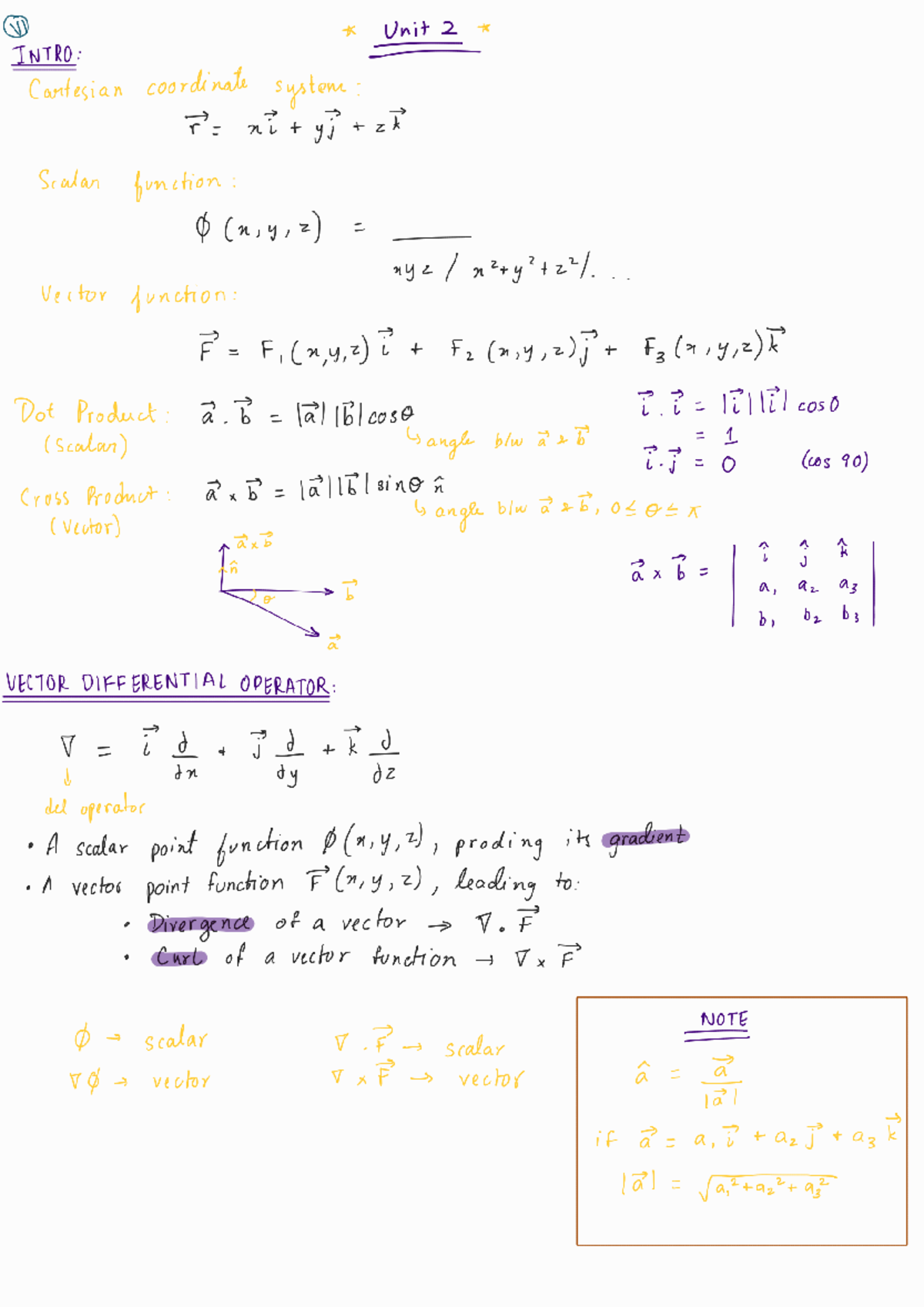 Unit 2 Lecture Notes: Cartesian Coordinates & Vector Functions - Studocu