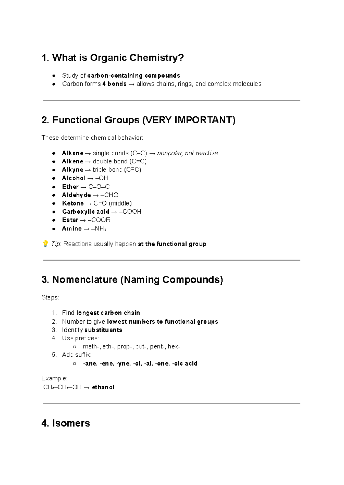 Organic Chemistry Notes: Key Concepts & Mechanisms for Exam Prep - Studocu
