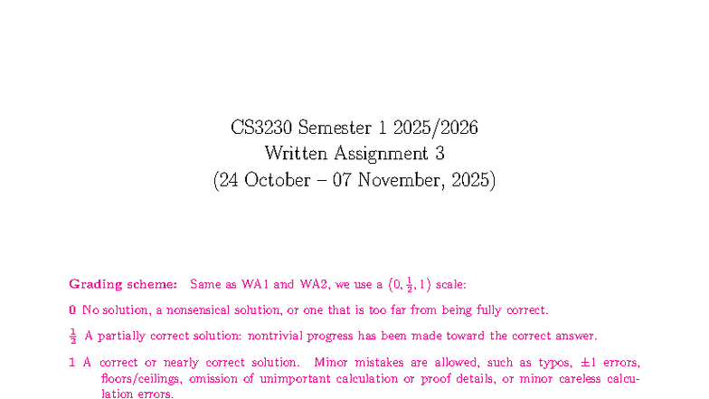 Written Assignment 3 - CS3230 Semester 1 2025/ Written Assignment 3 (24 ...