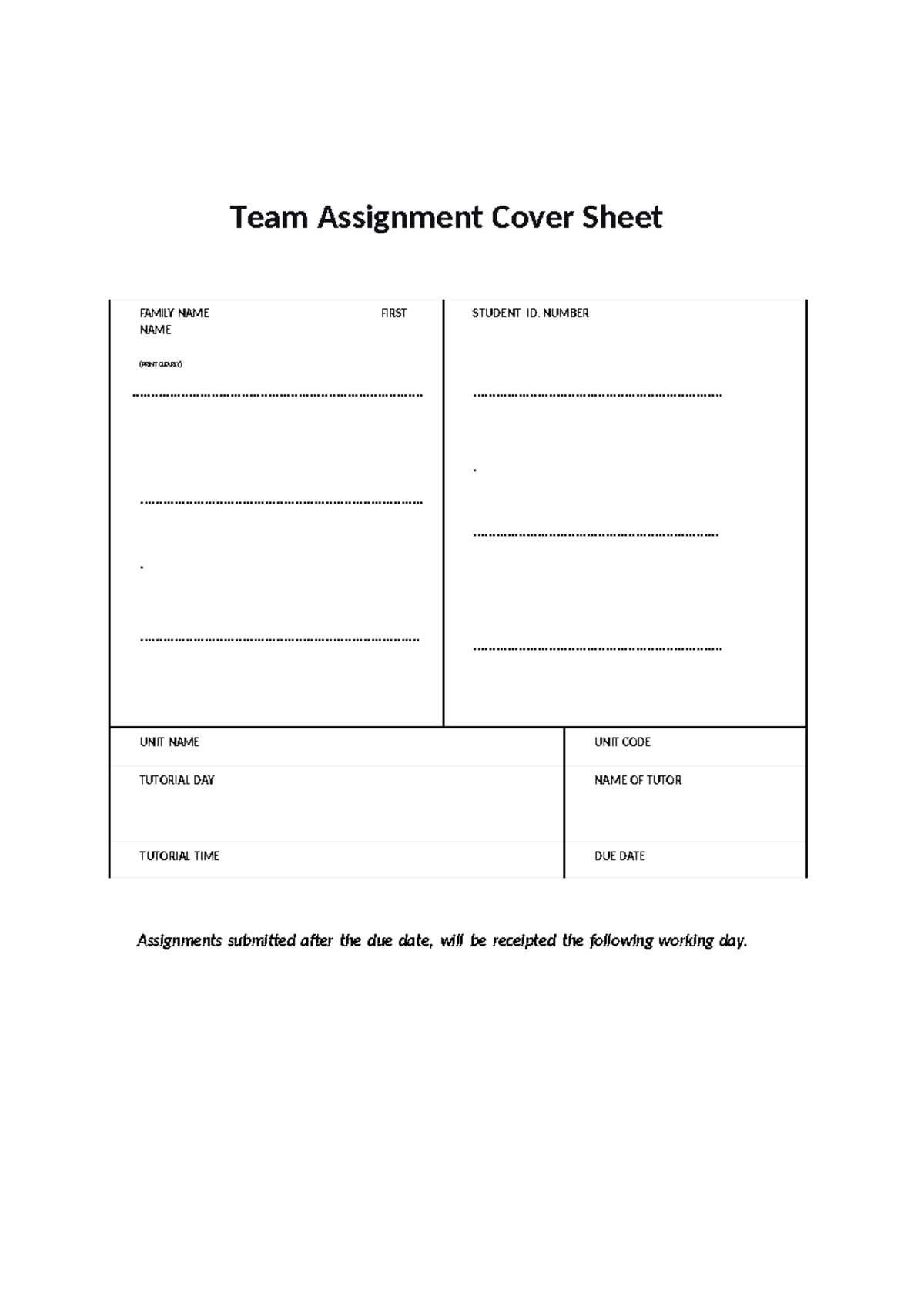 Team Assignment Cover Sheet for (2026) Magnifique Pty Ltd Problem - Studocu