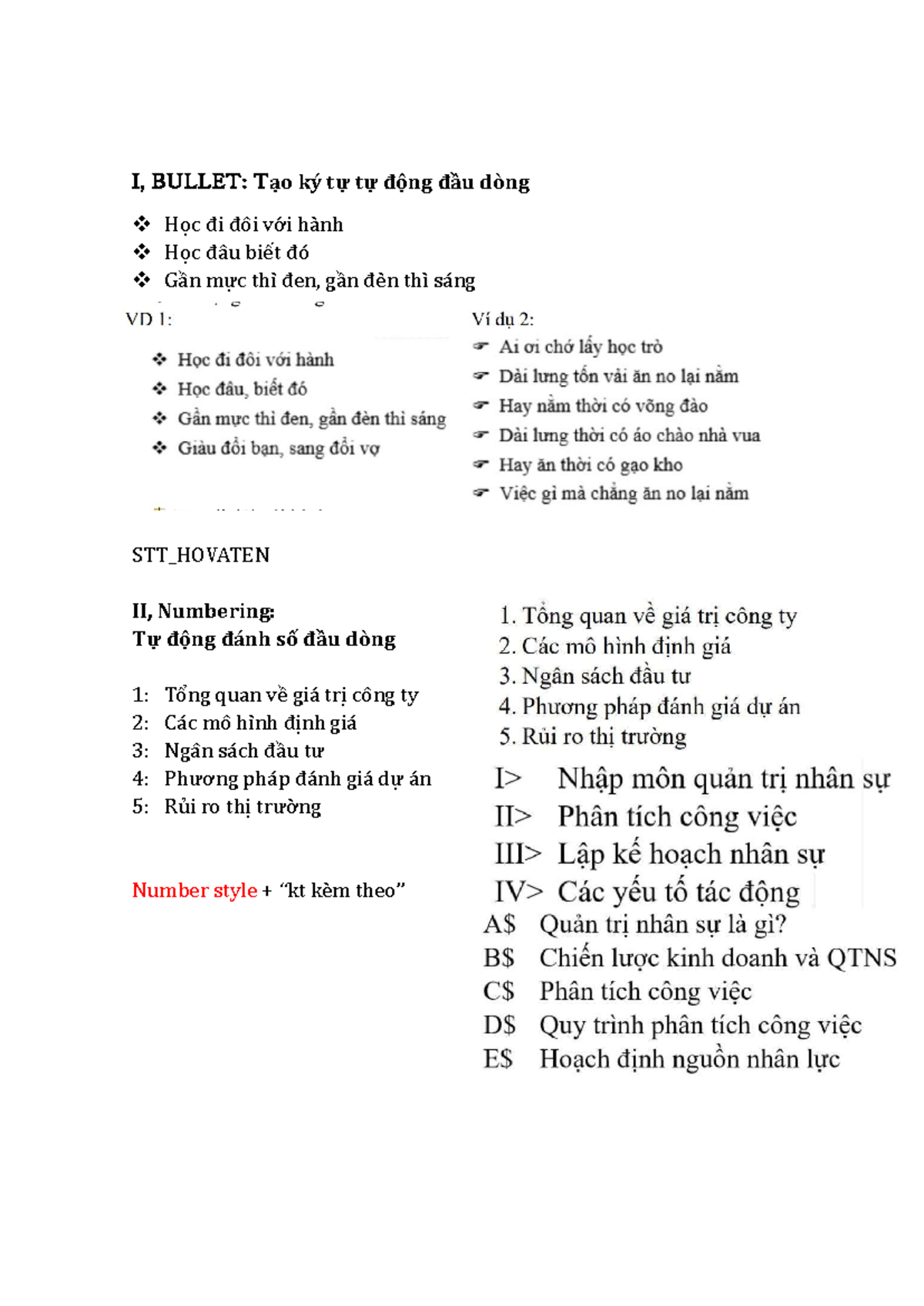 HD Bullet Numbering & Multilevel Formatting Guide - Studocu