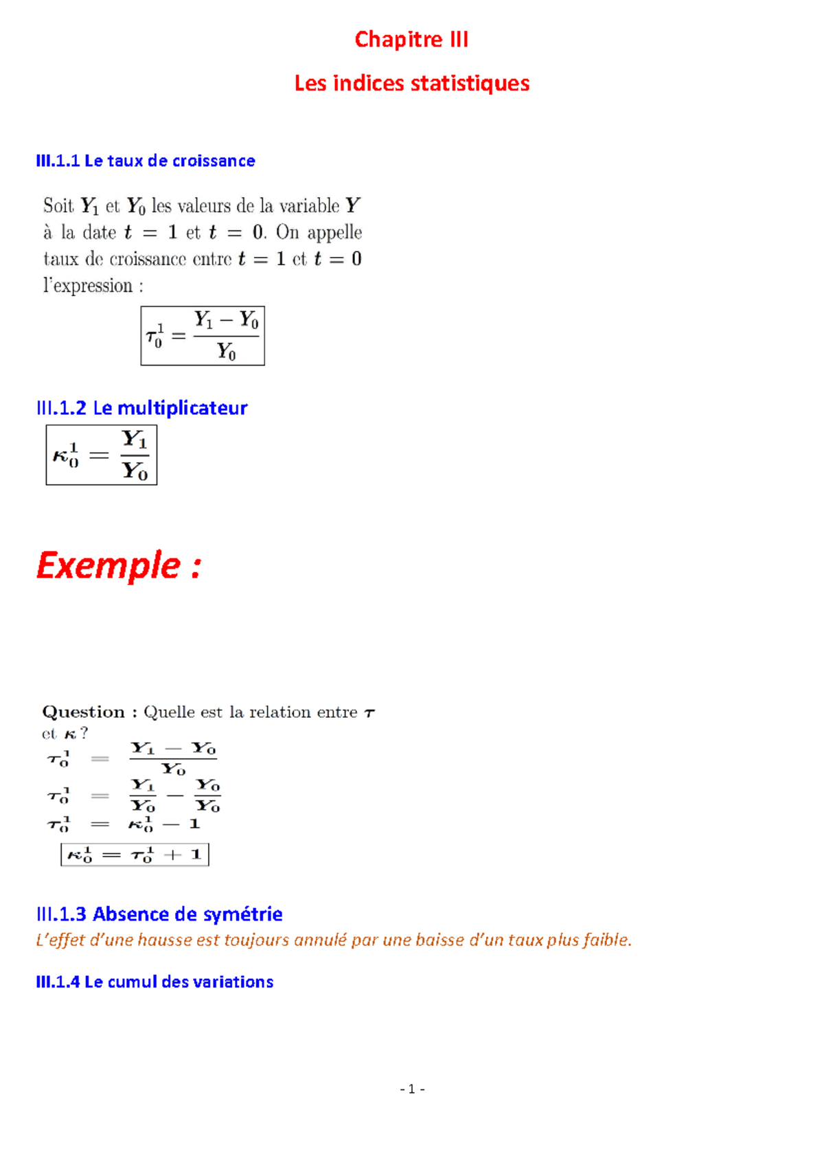 Résumé du Chapitre 3 - Indices Statistiques (L1 AES) - Studocu