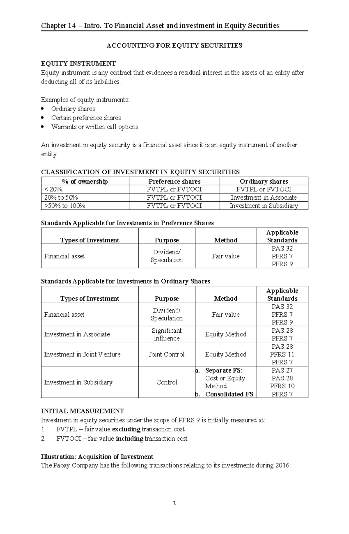 Supplementary Materials for FIN 230: Investment in Equity Securities ...
