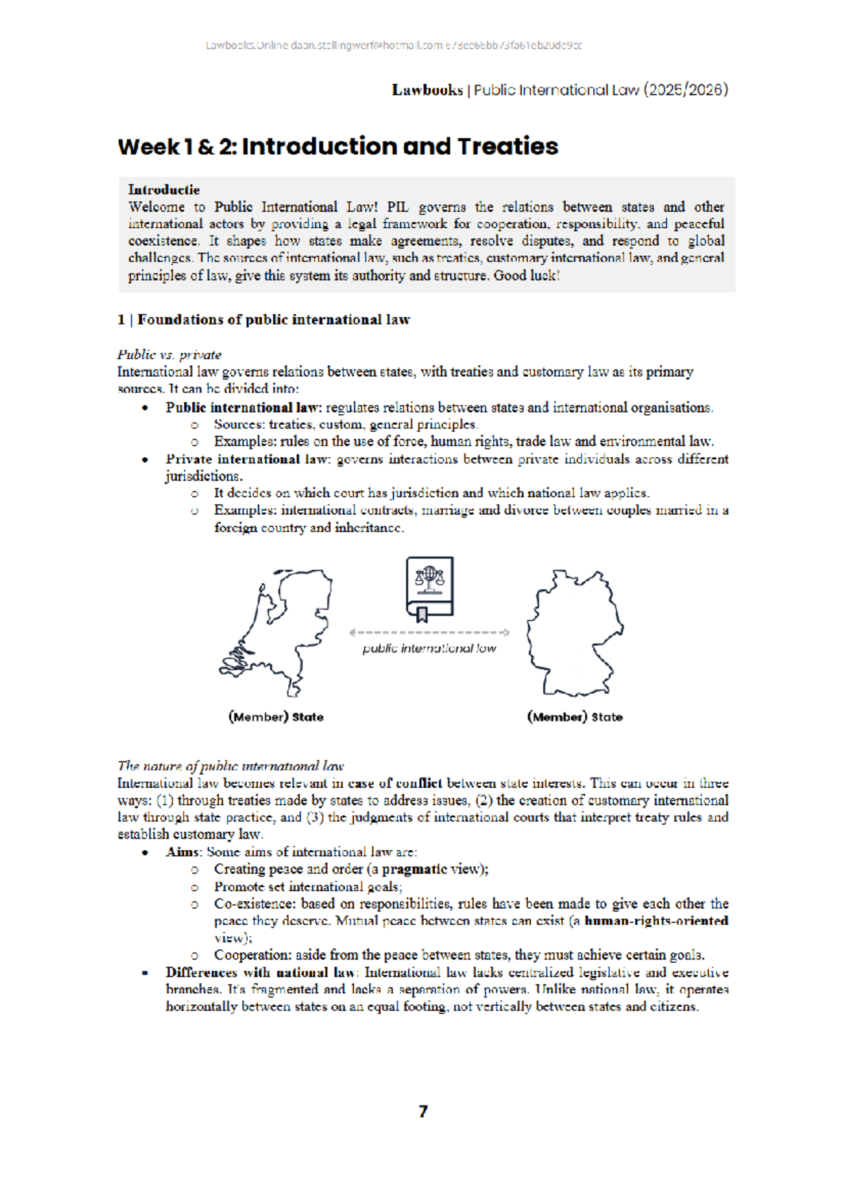 Public International Law (PIL) Week 1-7 Summary and Key Concepts ...