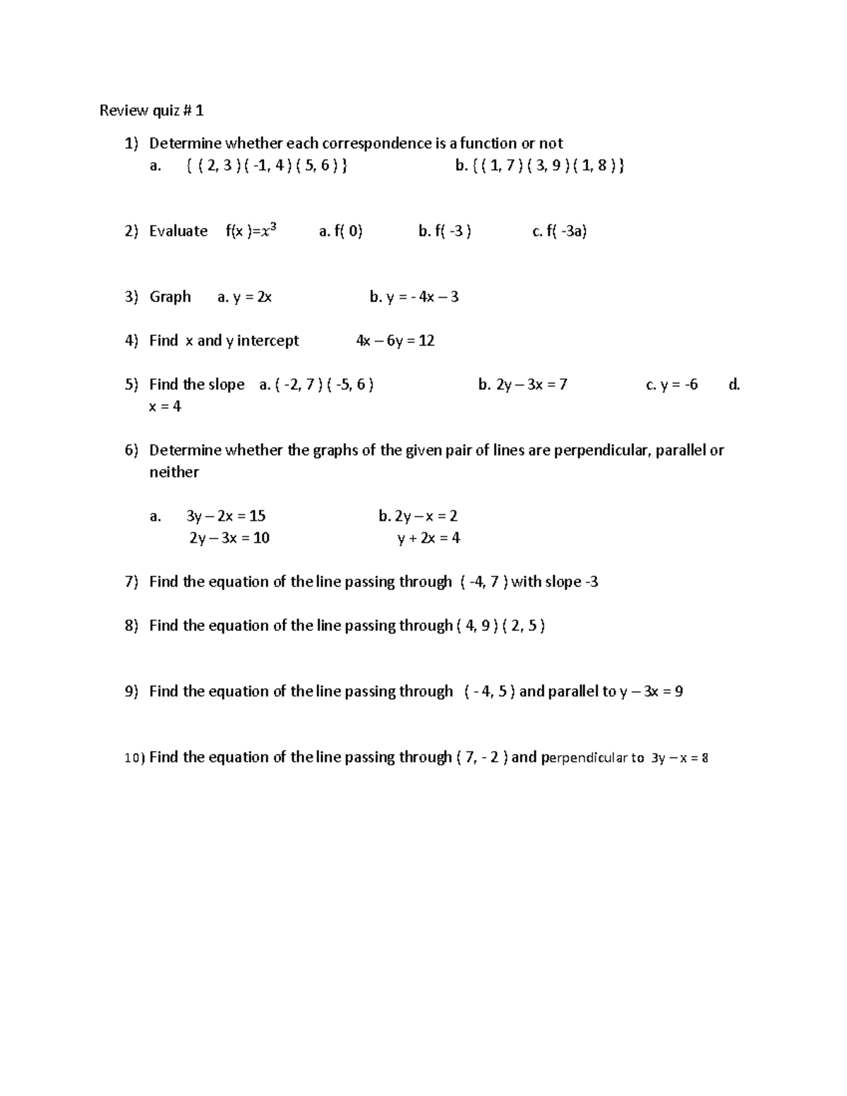Math 112 Review Quiz #1: Functions, Graphs & Equations - Studocu