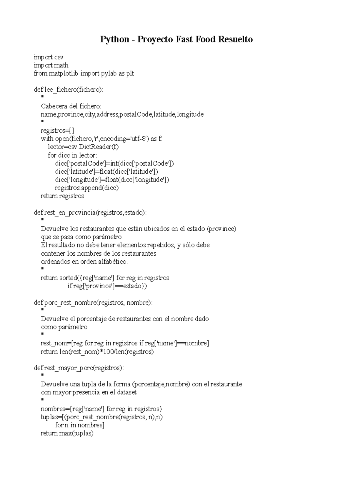 Python - Proyecto Fast Food Resuelto - El resultado no debe tener ...