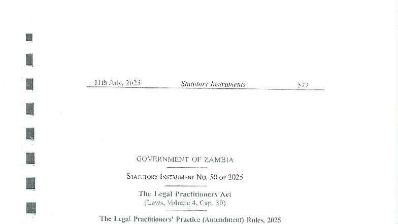 Legal Practitioners Act (Amendment) Rules, 2025 - Statutory Instrument ...