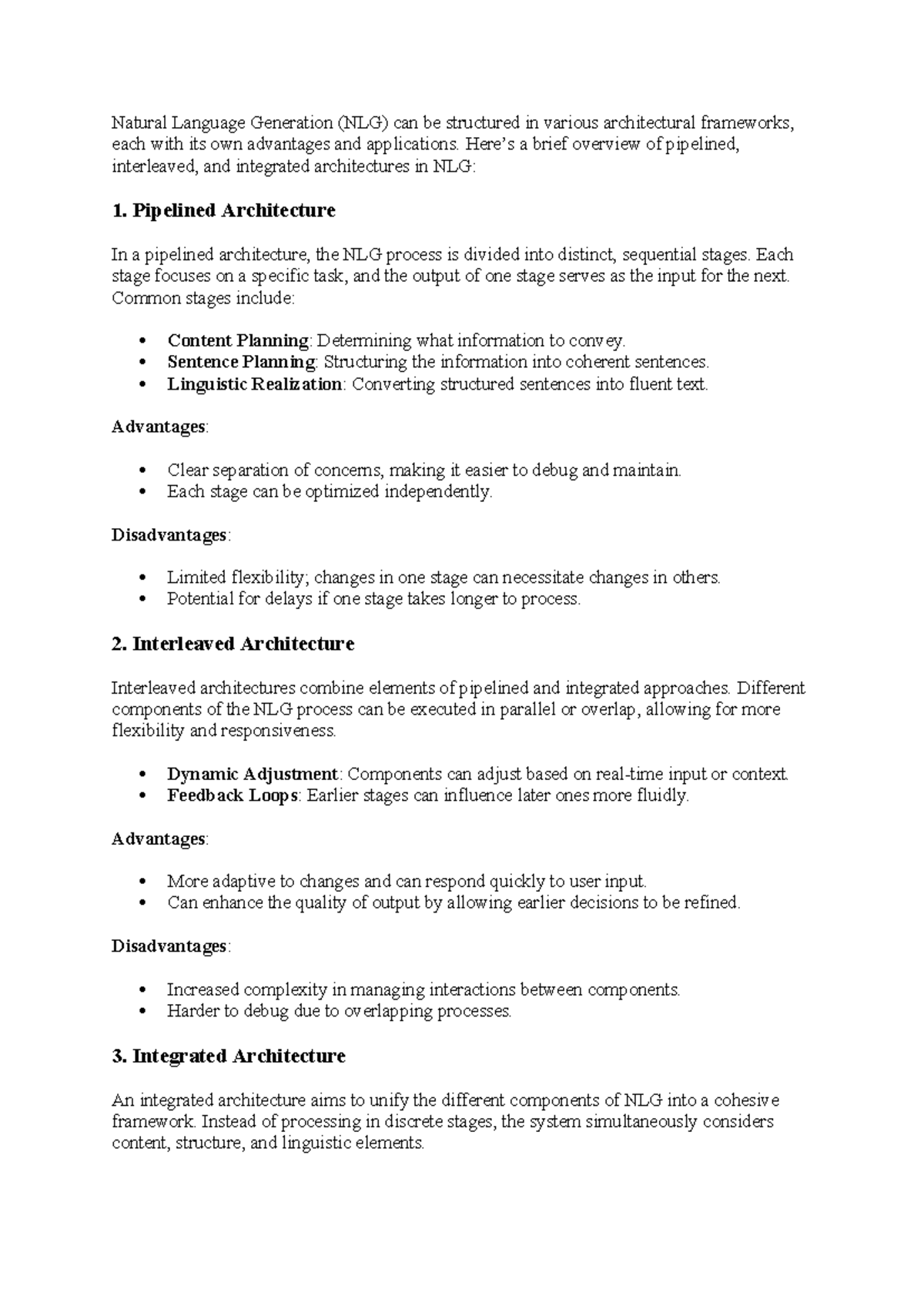 Natural Language Generation (NLG): Architectures, Applications & Tasks ...