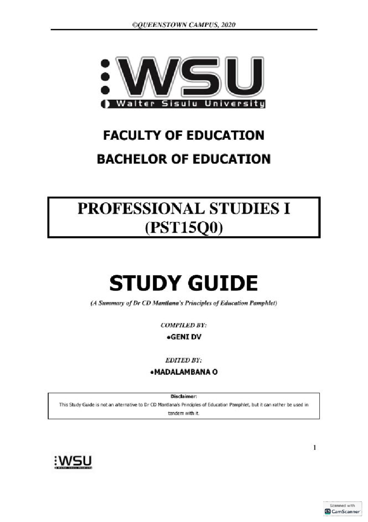Professional Studies I Study Guide (PST15Q0): Key Concepts in Education ...