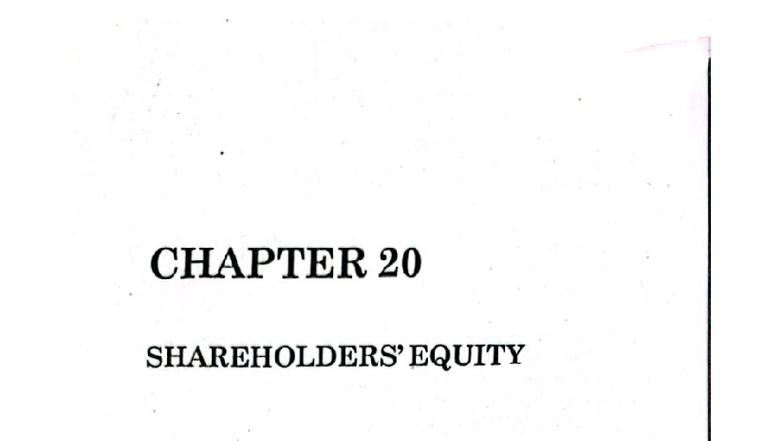 Chapter 20 - accounting for shareholders' equity - CHAPTER 20 EQUITY ...