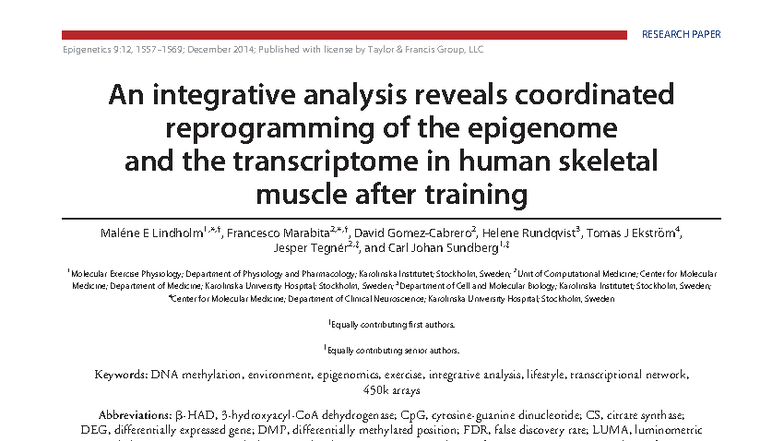 Integrative Analysis of Epigenomic and Transcriptomic Changes in Human ...