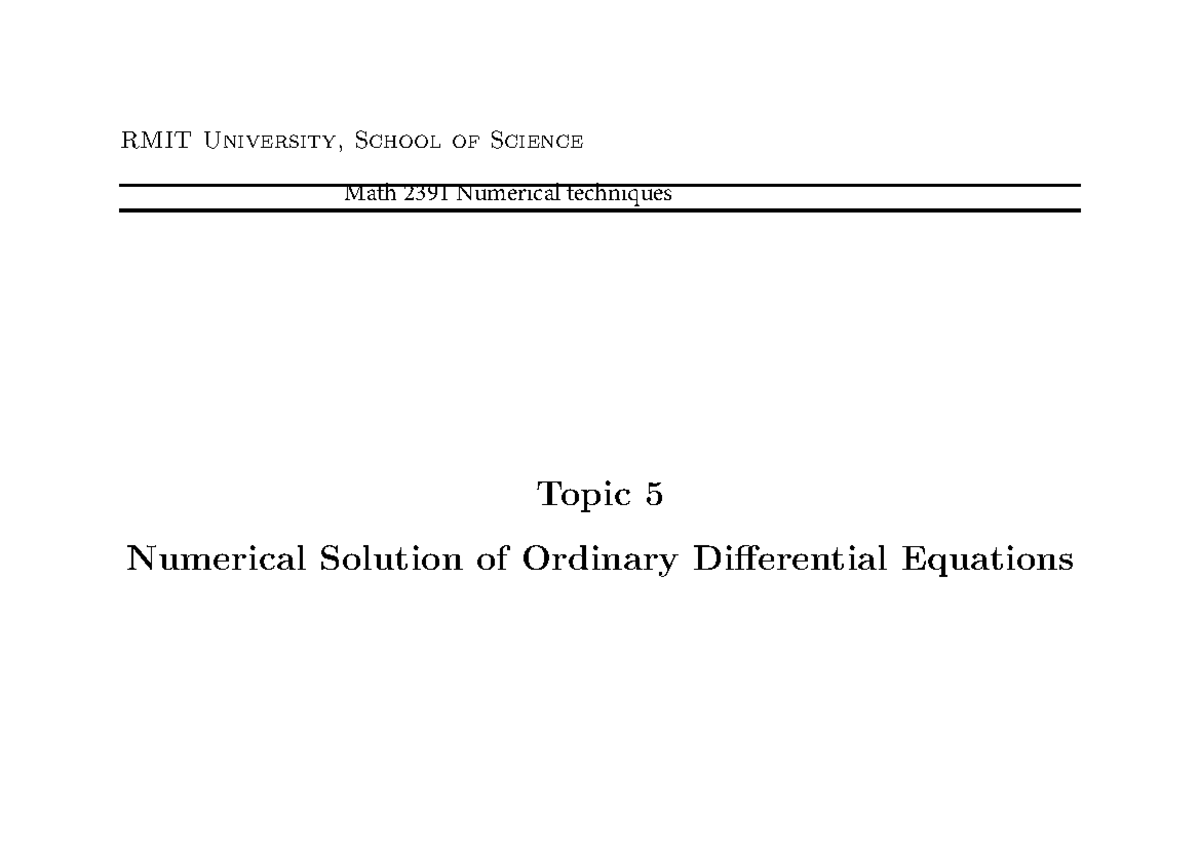 Math 2391 Final Exam Notes: Numerical Solutions of ODEs & Eigenvalues ...