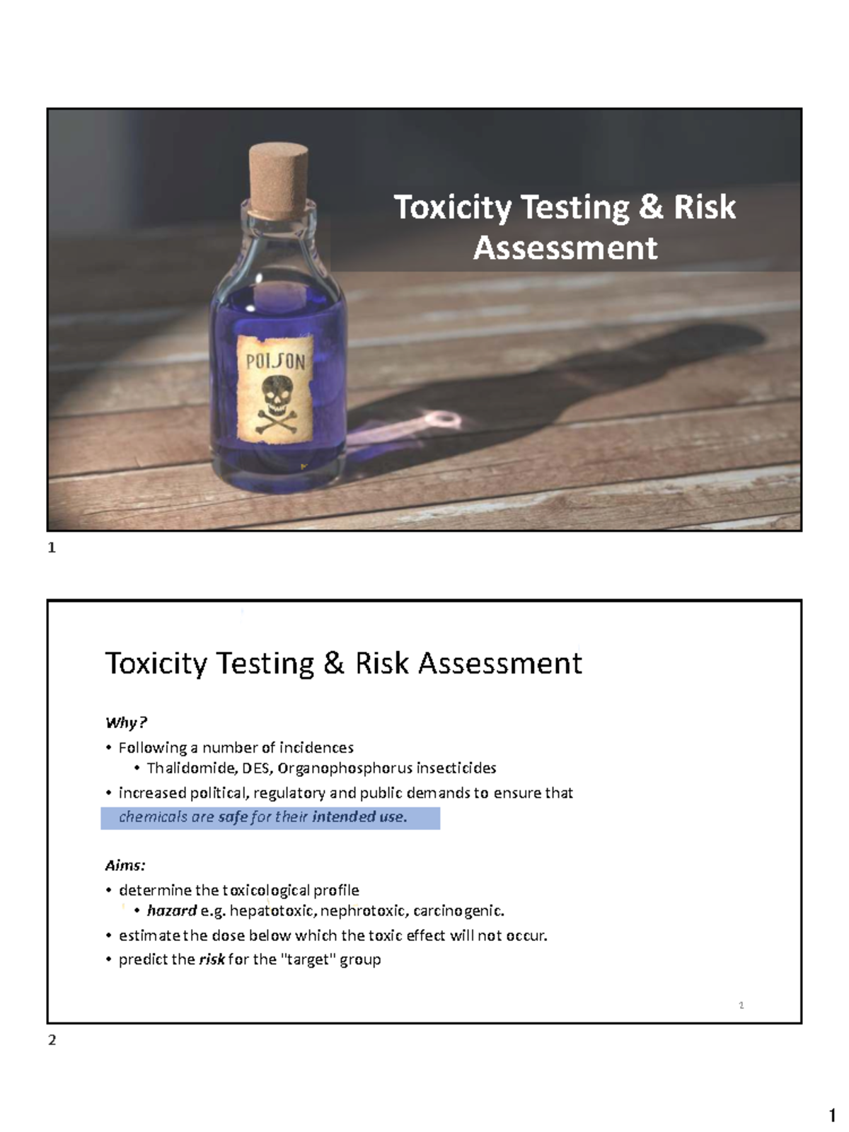 PT3002+17 - Toxicity Testing Risk Assessment Overview and Methods - Studocu