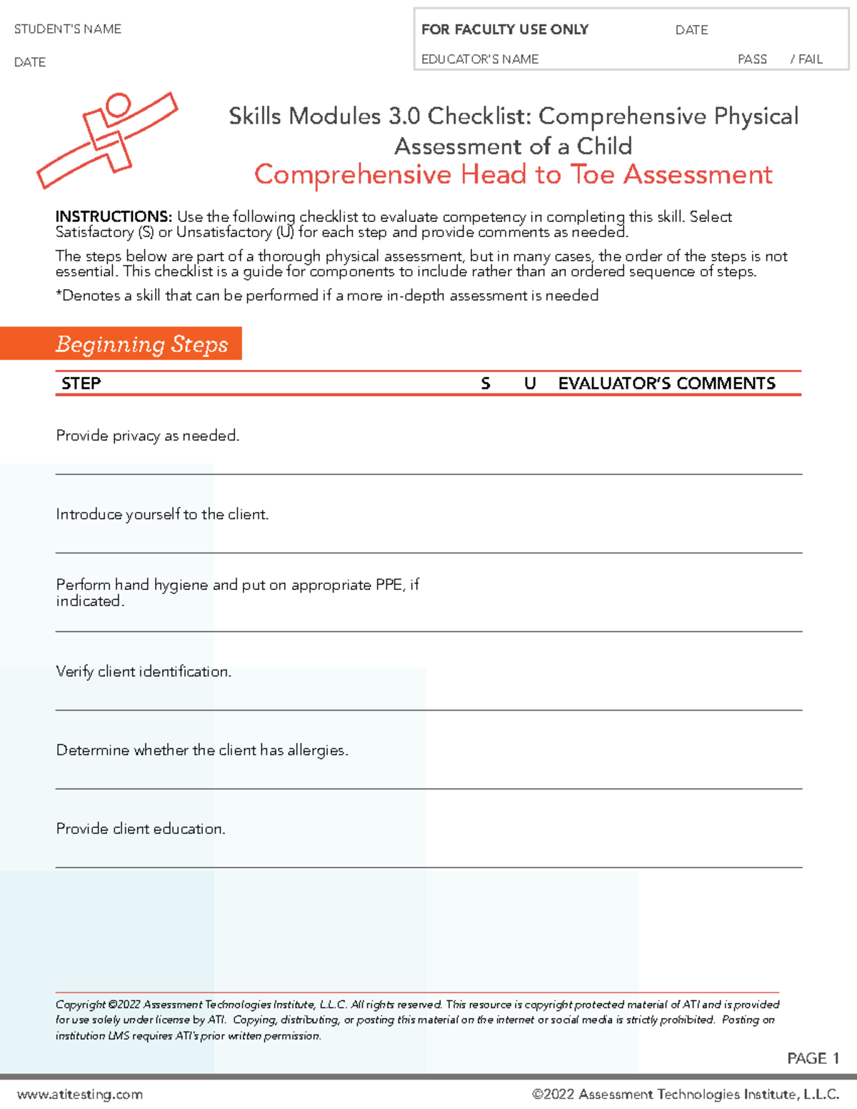 Comprehensive Skills Checklist for Child Assessment (Comp-Child) - Studocu