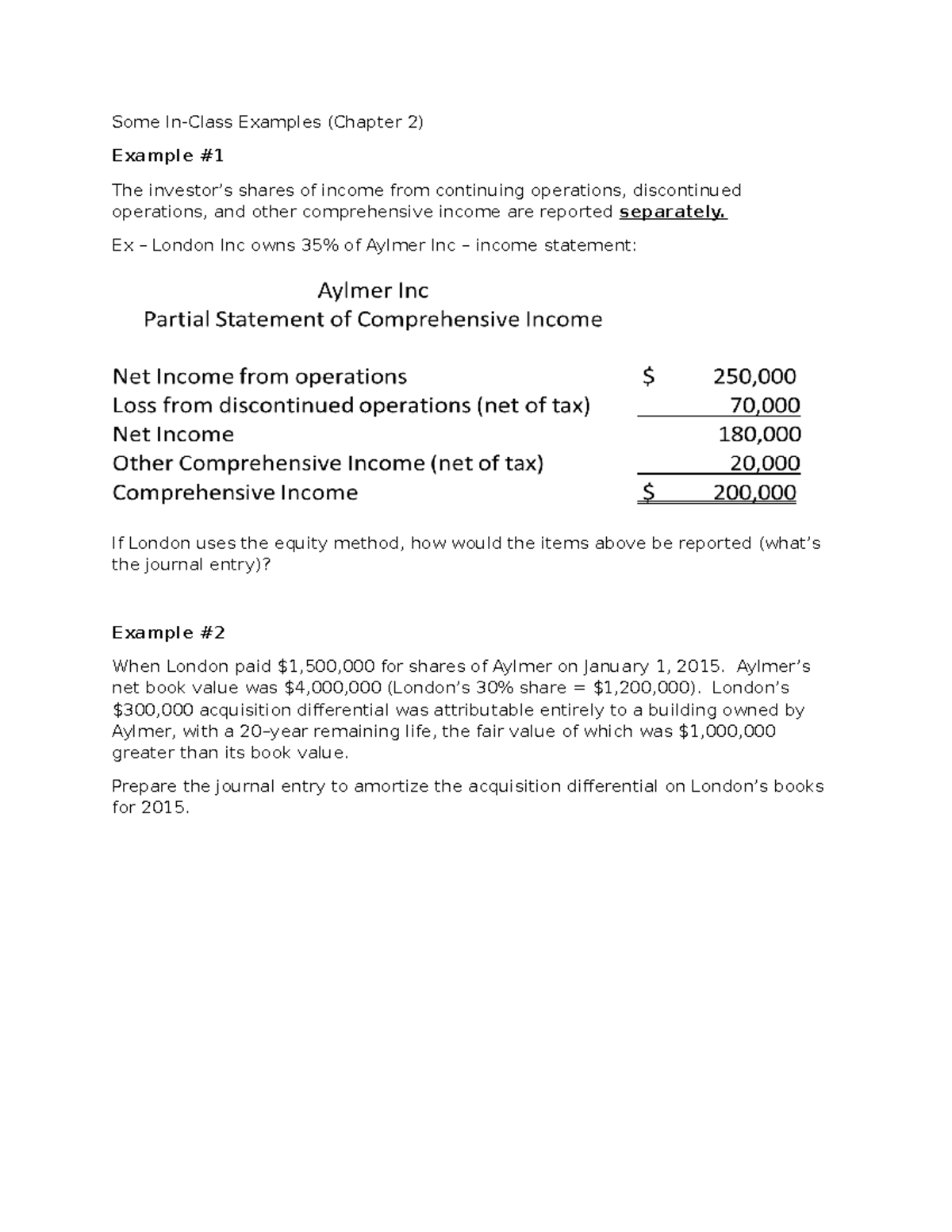 Chapter 2 In-Class Questions on Income Reporting and Journal Entries ...