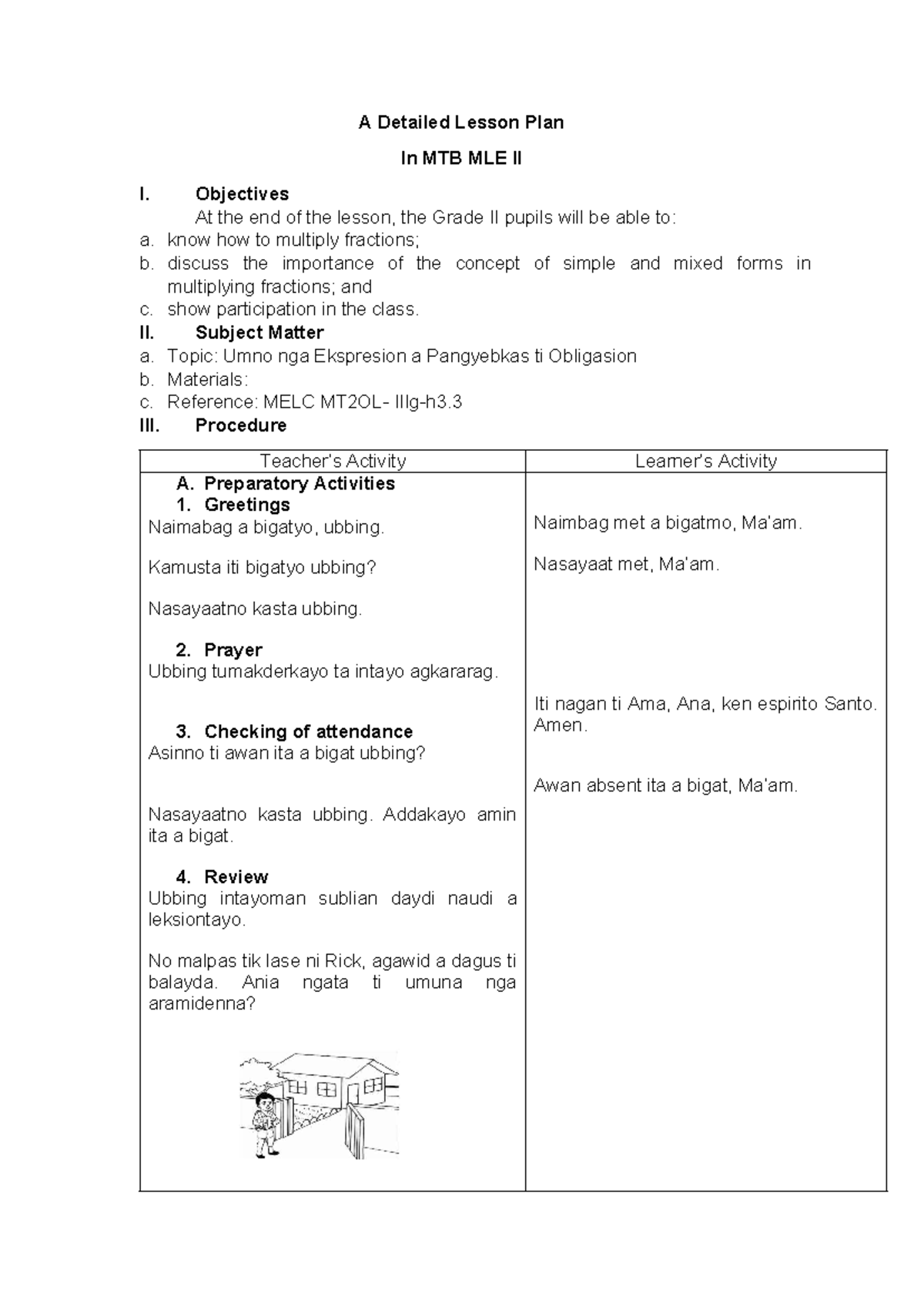 MTB MLE II: Detailed Lesson Plan for Week 5 - Studocu