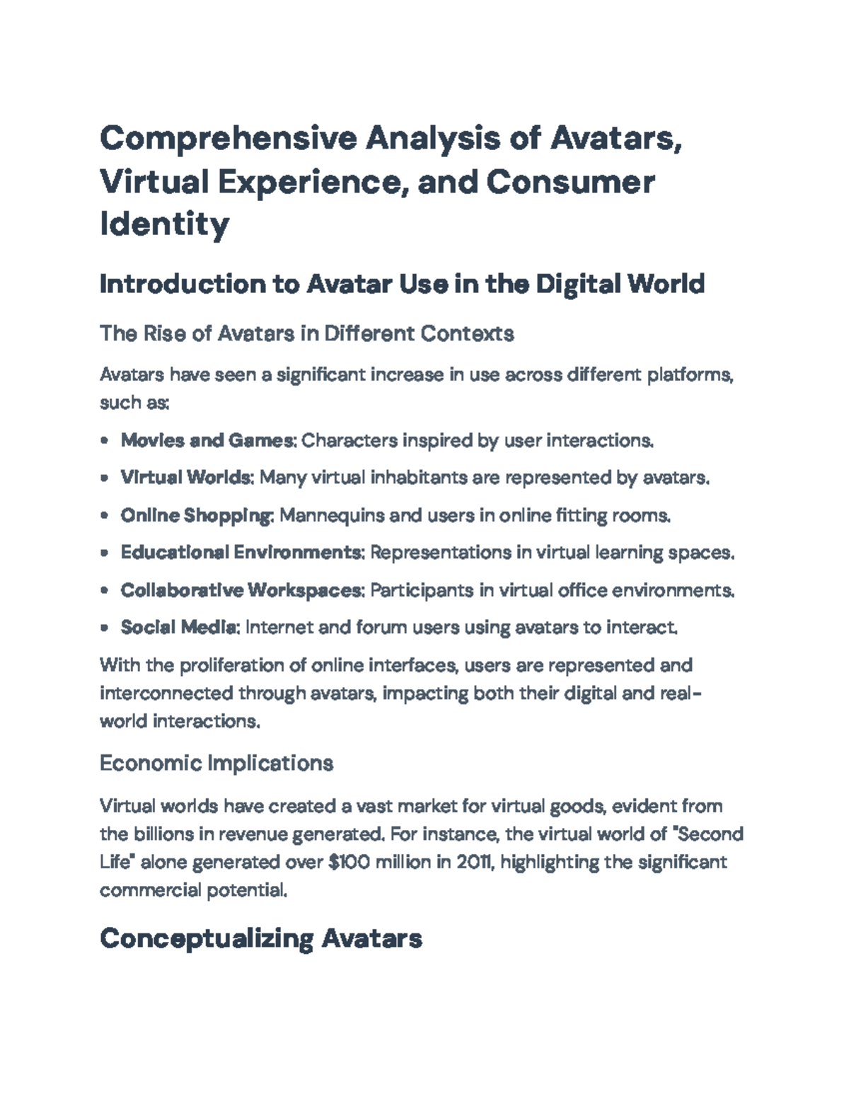Comprehensive Analysis of Avatars & Consumer Behavior in Digital ...