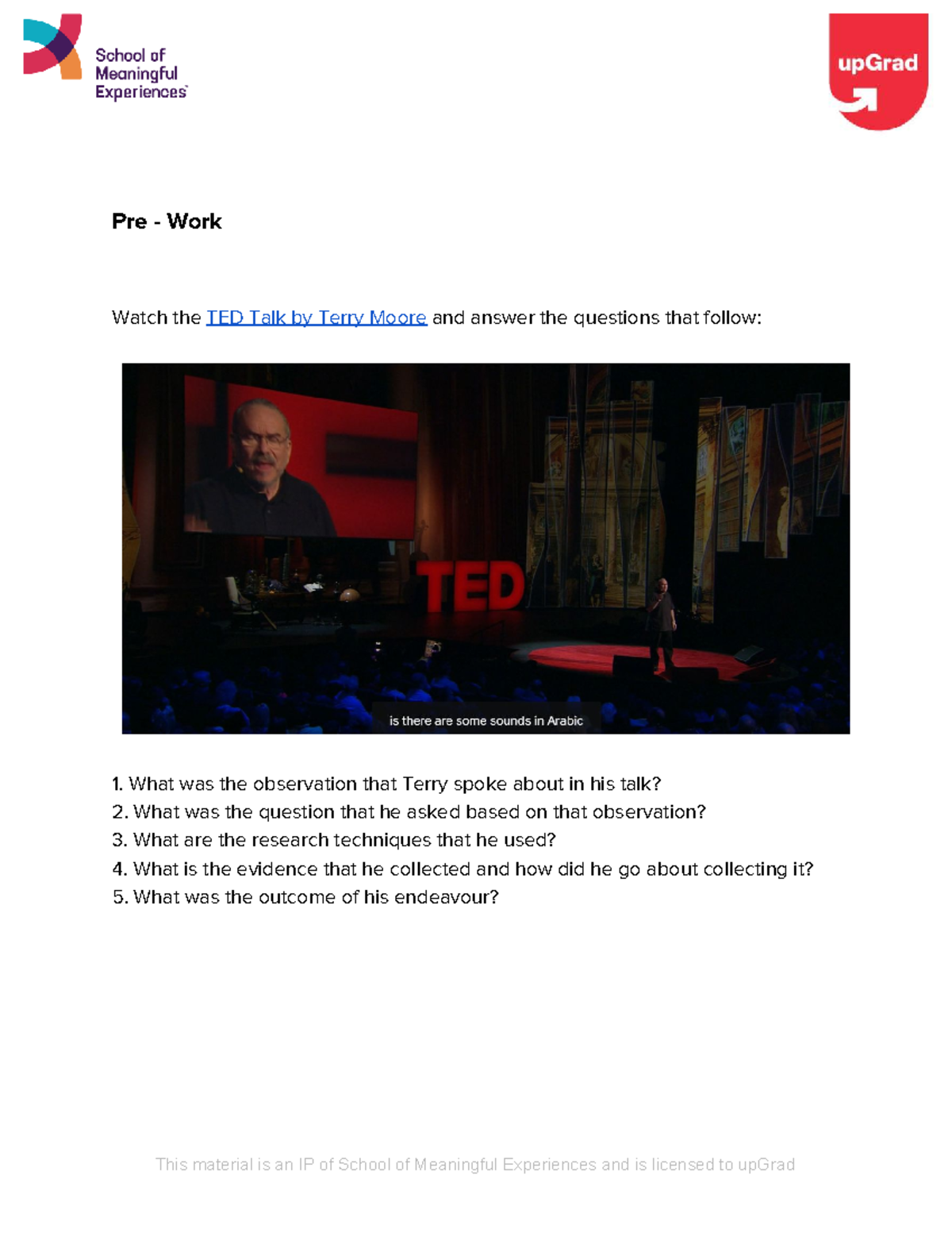 Pre+-+Work+Module+1+Session+2 - Pre - Work Watch the TED Talk by Terry ...