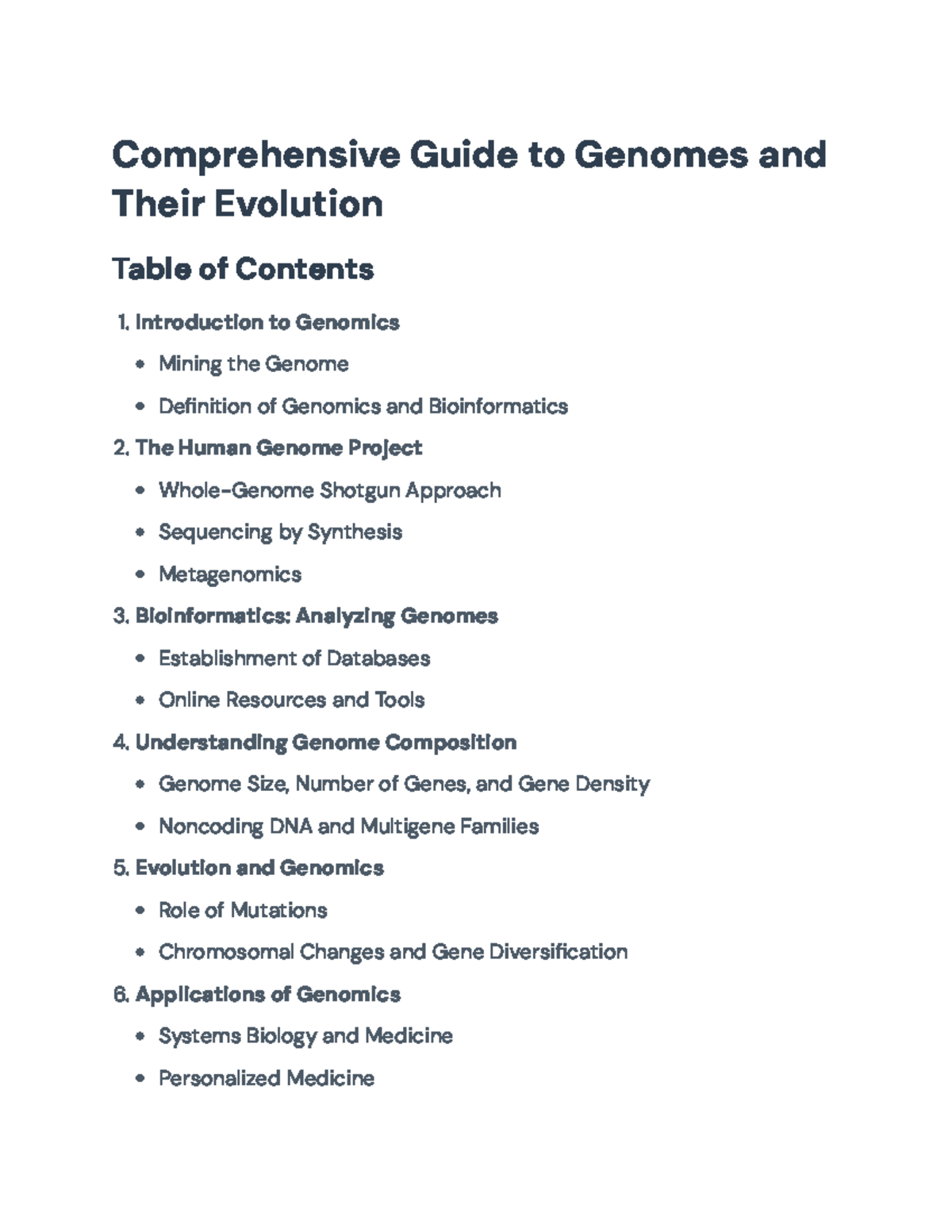 Comprehensive Guide to Genomics and Evolution (BIO 101) - Comprehensive ...