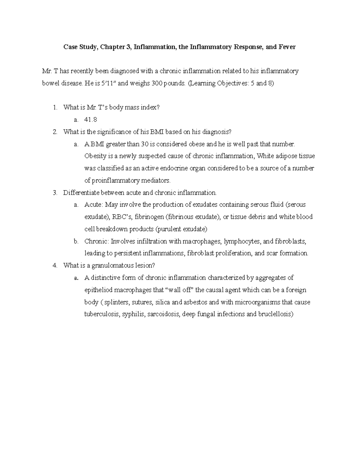 BIO 275 CH 3 PLQ - Pre Lecture Quiz - Case Study, Chapter 3 ...