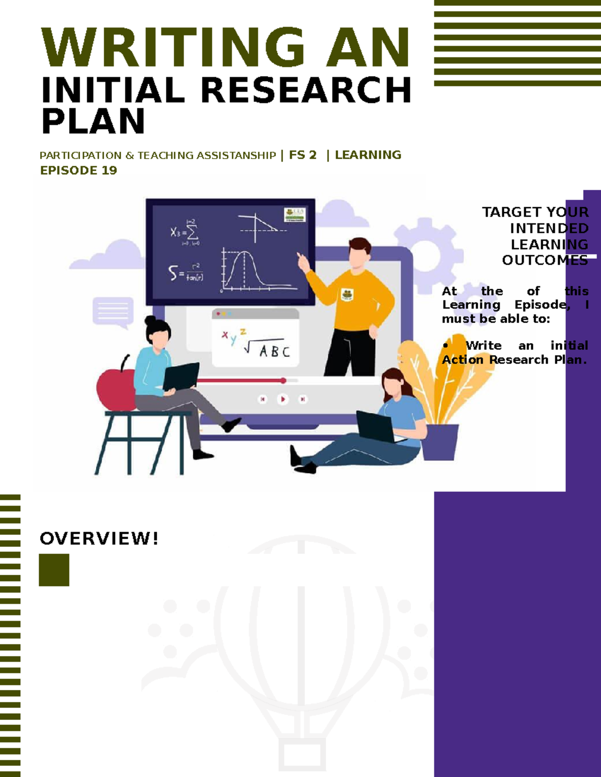 Learning Episode 19: Initial Research Plan for FS 2 - Studocu