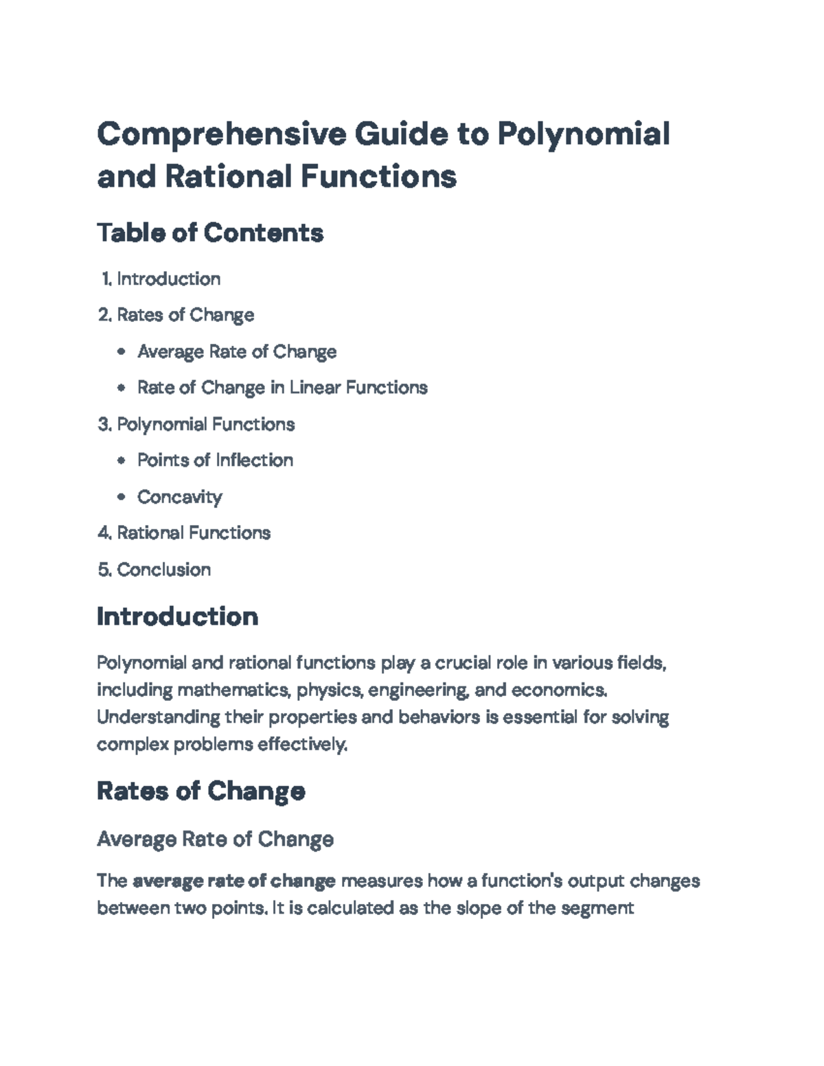 Comprehensive Guide to Polynomial and Rational Functions Concepts ...