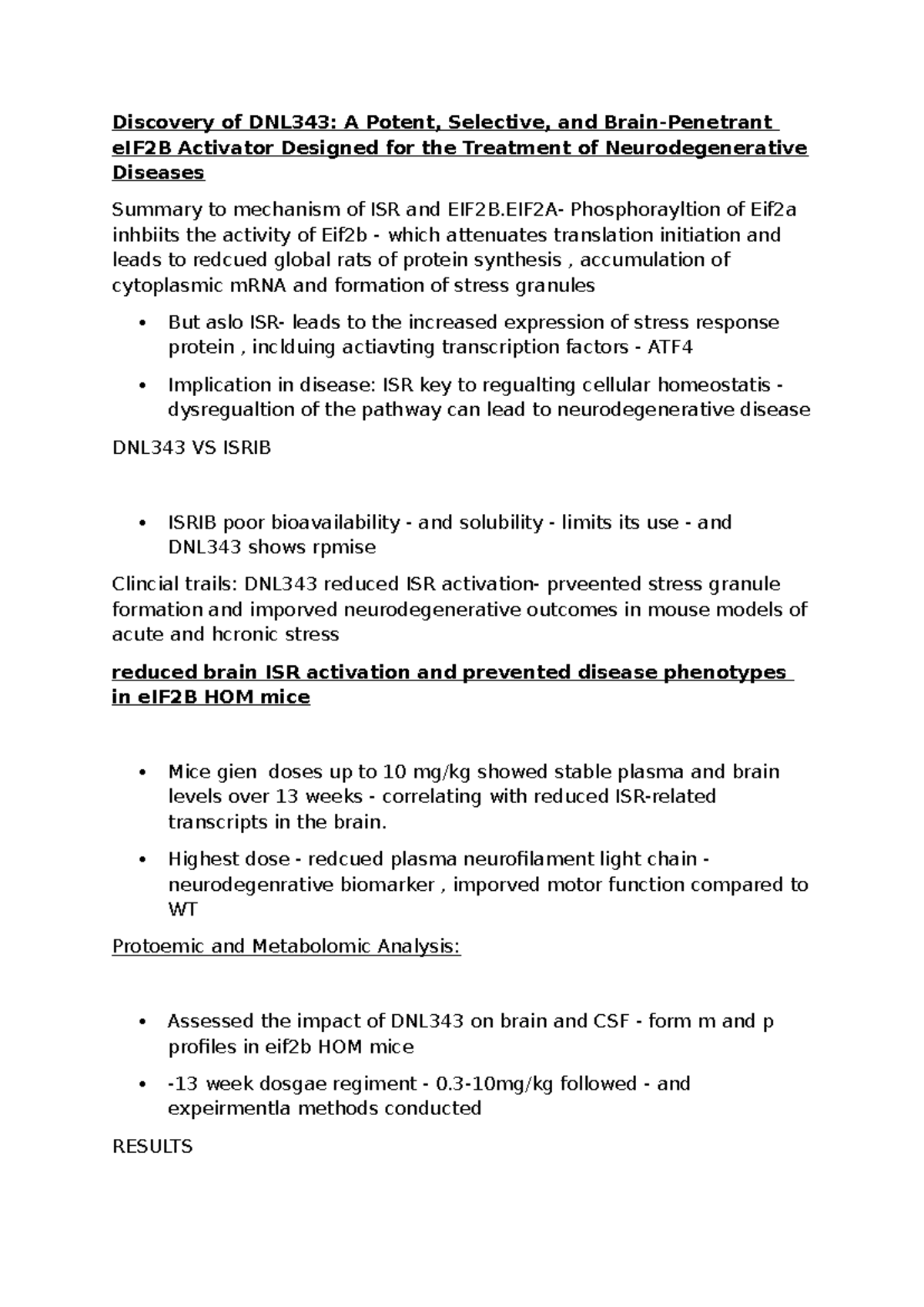 BIOL31381 Pavitt lec notes- Isrib and DNL343 - Discovery of DNL343: A ...