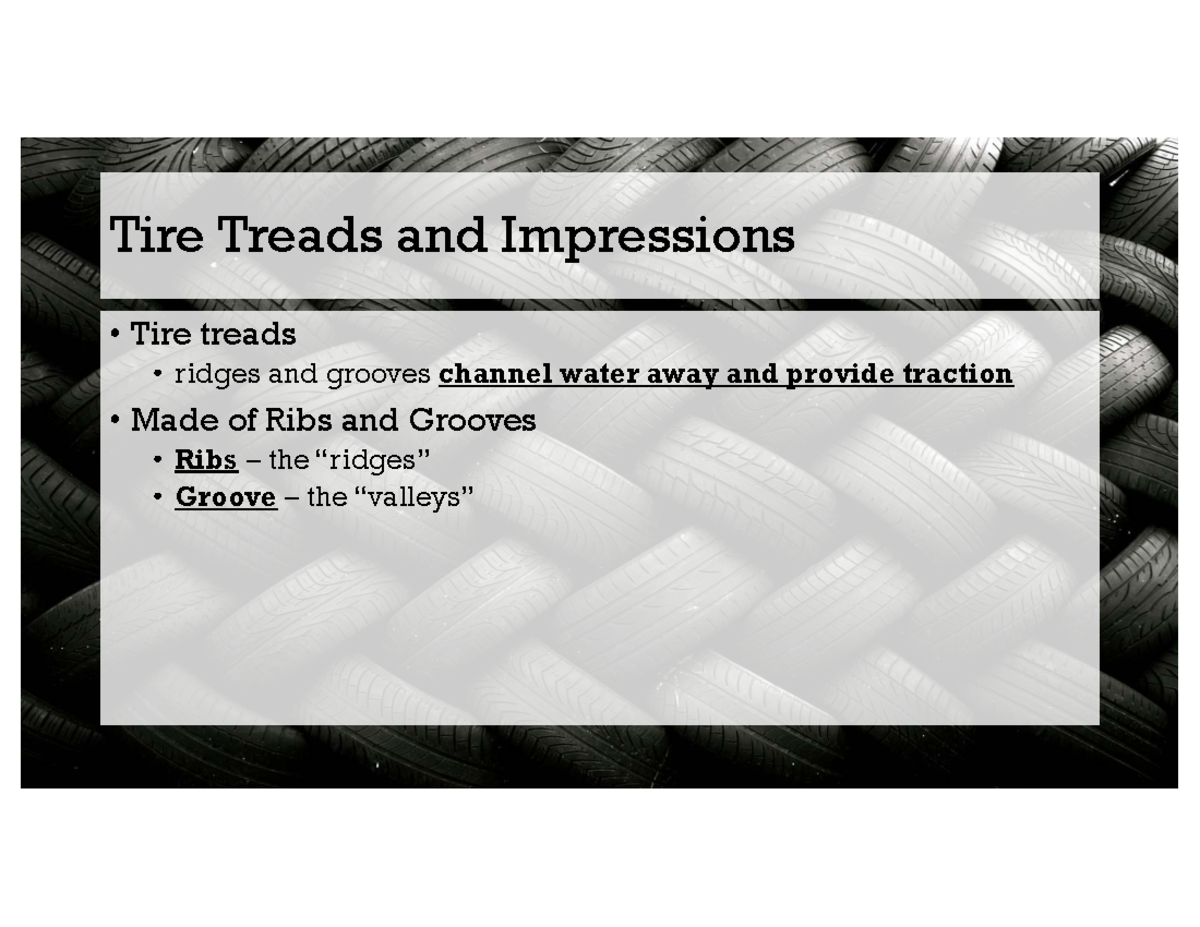 Lecture on Tire Treads and Impressions: Analysis and Identification ...